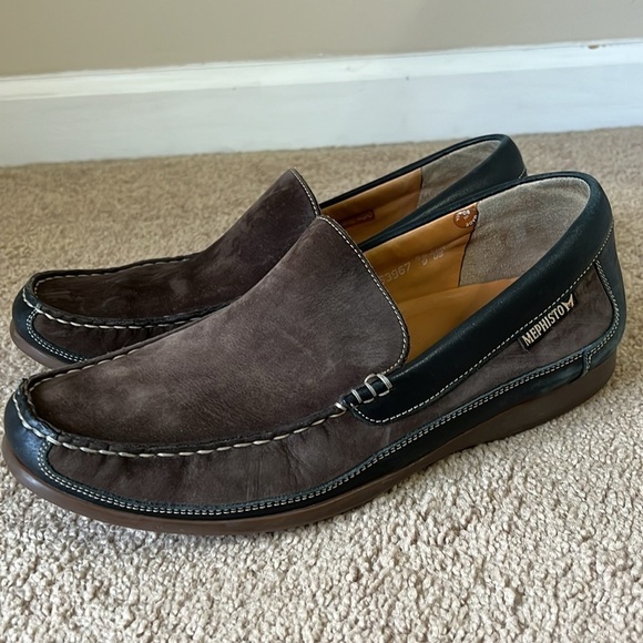 Mephisto Baduard Slip-On Loafer Dark Brown Nubuck/Black Calf Leather - Picture 2 of 11